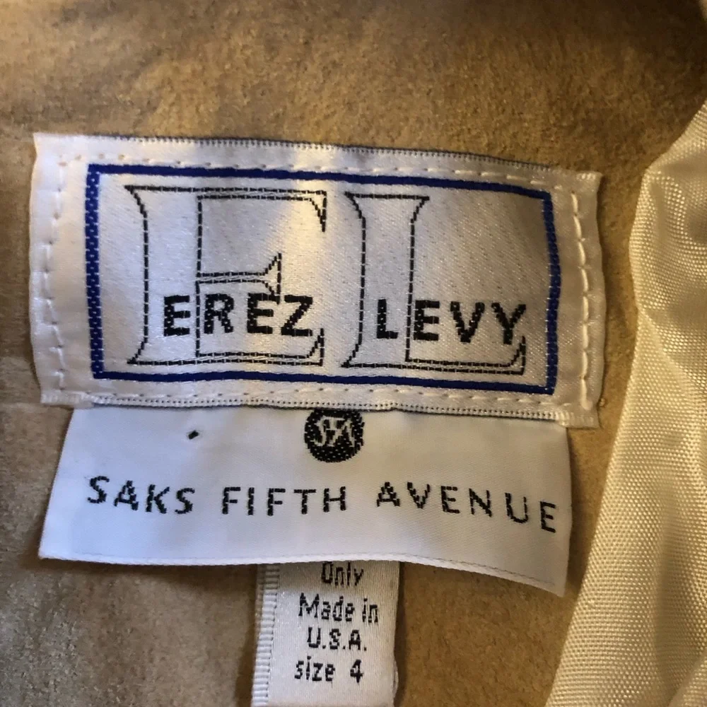 Erez Levy Saks Fifth Avenue Beige Suede Learher Skirt And Top Set Sz 4 Vintage! - Picture 3 of 16